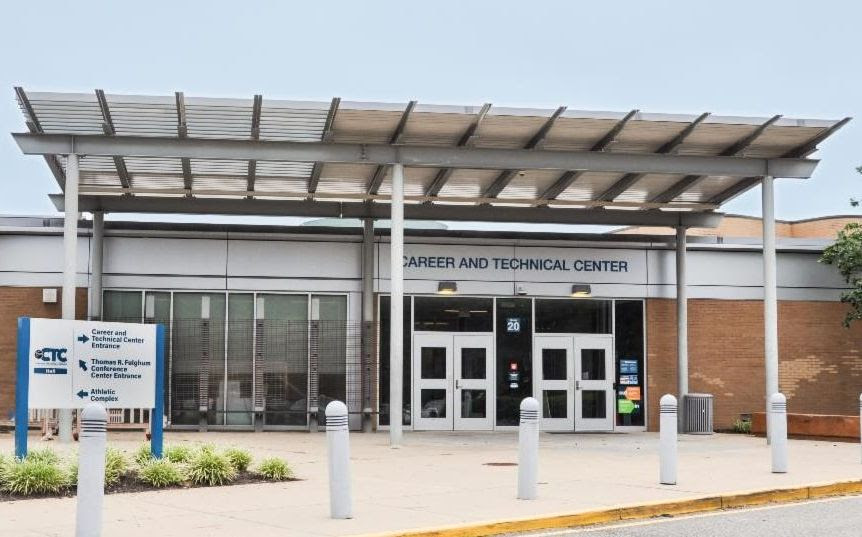 Career and Technical Center entrance with sign.